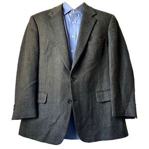 Brooks Brothers Vtg Sport Coat Wool Flannel Check Stripe Gray Black 42 43 USA